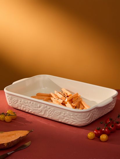 Блюдо для запекания birds of paradise, 42х27 см, кремовое