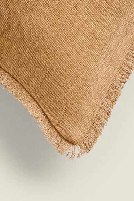 ZARA HOME ЛЬНЯНОЙ ЧЕХОЛ ДЛЯ ДЕКОРАТИВНОЙ ПОДУШКИ, ЖЕЛТОВАТЫЙ