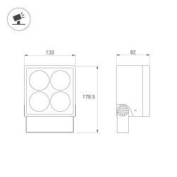 Светильник ALT-BLOCK-S130x130-15W Warm3000 (GR, 36 deg, 230V) (Arlight, IP66 Металл, 3 года) 054750