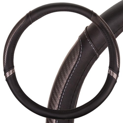 Оплетка руля M Skyway Eco Carbon 1 экокожа серая строчка черная