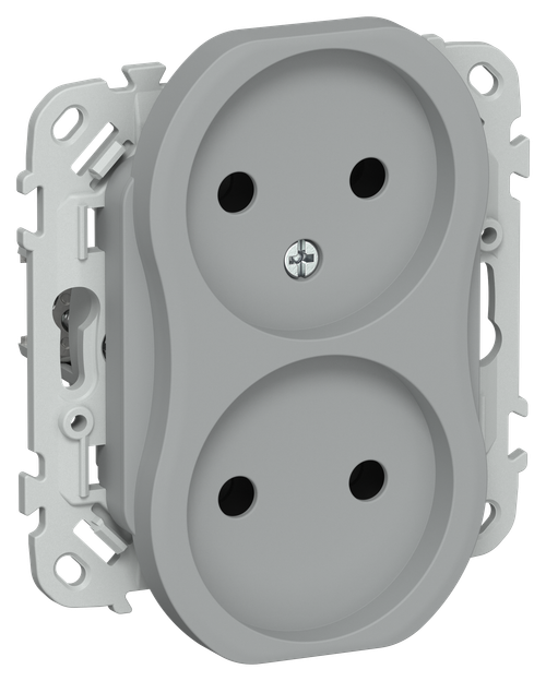 FLITE Розетка 2-местная без заземления без защитных шторок 10А РС02-0-ФлС серый IEK