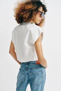 ZARA УКОРОЧЕННАЯ РУБАШКА, БЕЛЫЙ