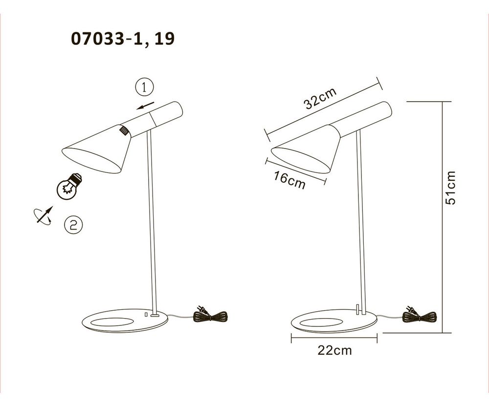 Настольная лампа Сеул черная d30 h50 E27 1*40W