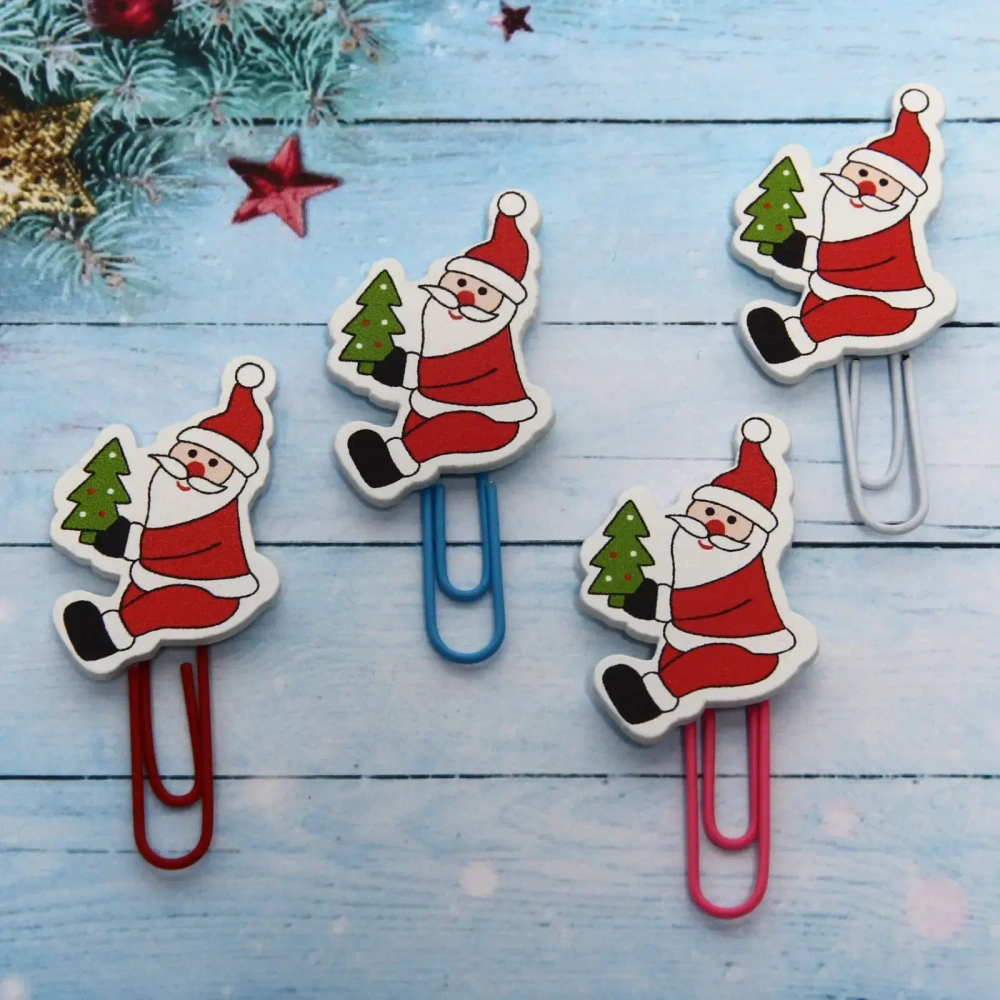 Скрепки для бумаги 4шт «Дед Мороз с ёлочкой» 5 см