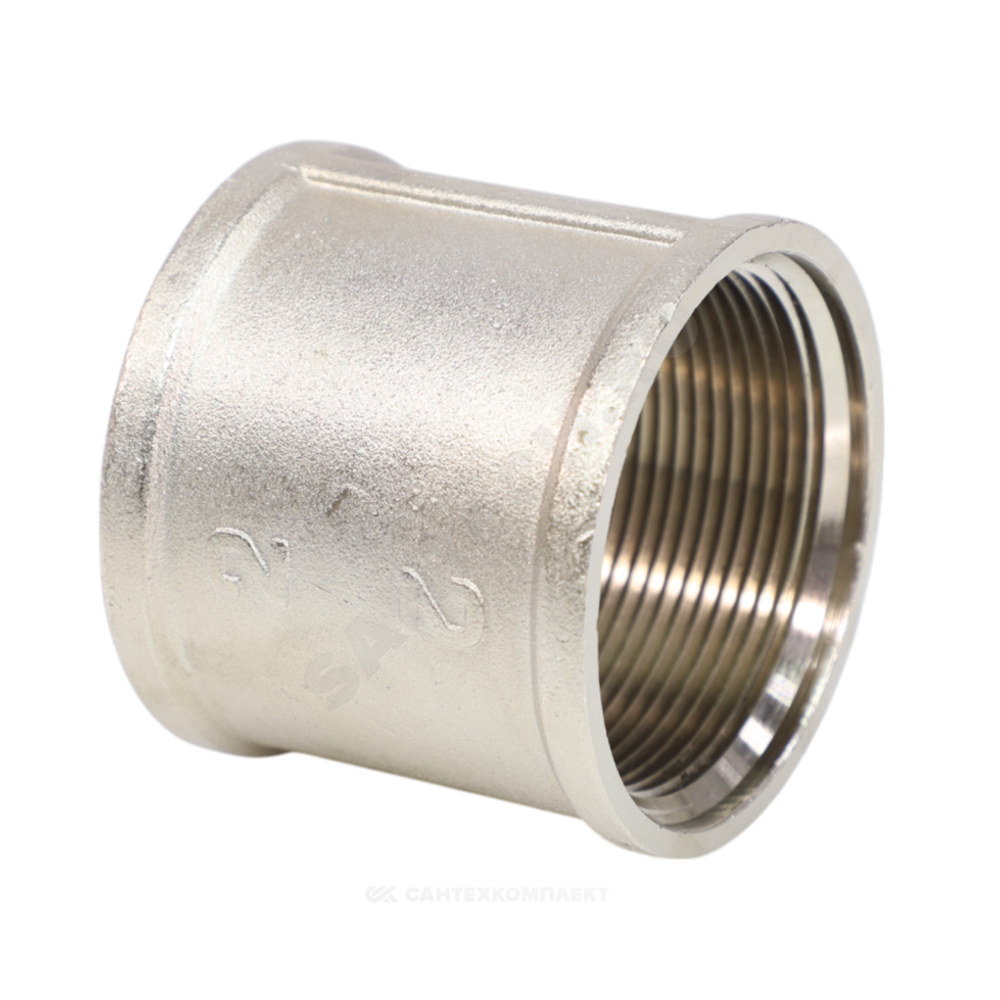 Муфта латунь никель Ду 15 (1/2") ВР/ВР VALFEX VF.170.N.012