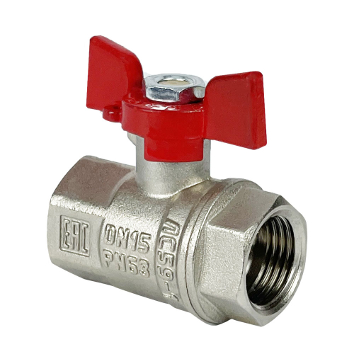 Кран шаровой PREMIUM 1/2" (с никелевым покрытием), ручка-бабочка ВР/ВР VALFEX