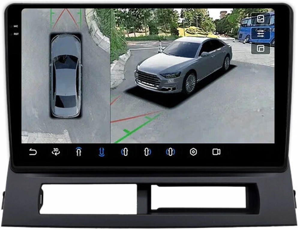 Магнитола для Toyota Prius 20 2003-2011 (наверх) - FarCar BX9-360-9613F2 монитор 9.5" 2K QLED на Android 13, 6Гб+128Гб, CarPlay, 4G SIM-слот, 4 камеры в комплекте