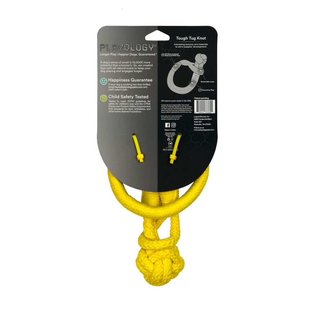 Playology жевательный канат TOUGH TUG KNOT для щенков 4-8 месяцев с ароматом курицы, цвет желтый