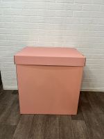 Большая коробка сюрприз для шаров персиковая (60х60) с надписью и бантом