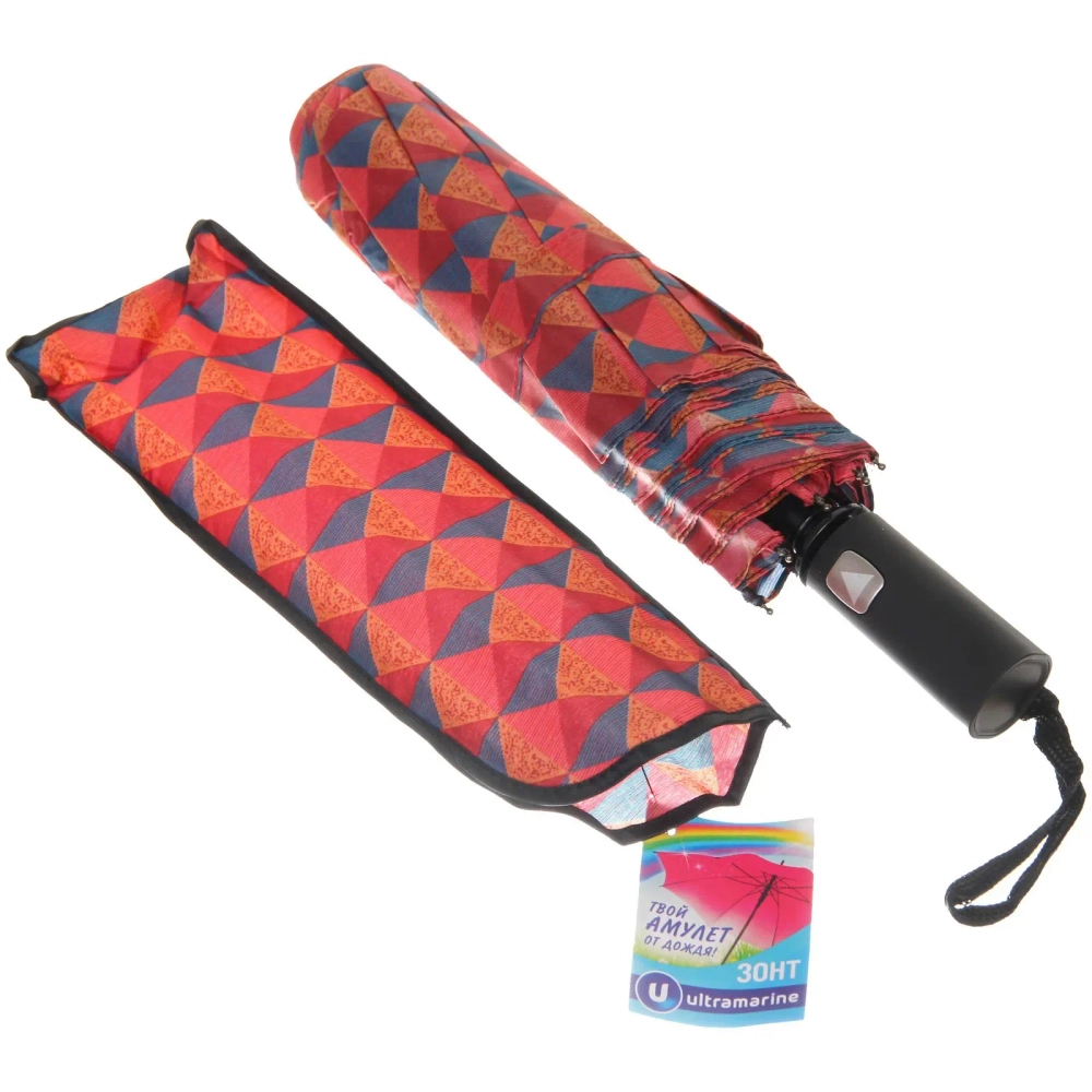 Зонт полуавтомат унисекс «Ultramarine - Ромбомания», микс 6 цветов, 8 спиц, d-100см, длина в слож. виде 68см