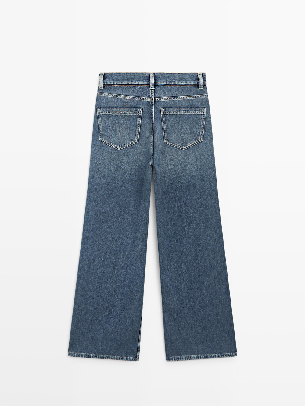 Massimo Dutti Джинсы с высокой талией и широкими штанинами, средне-синий