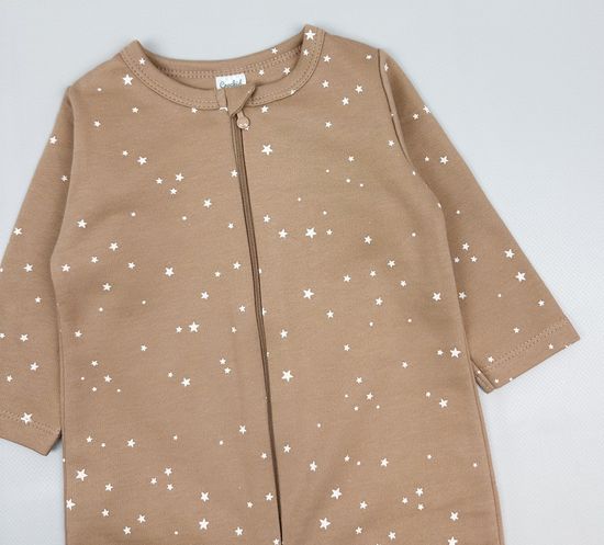 Комбинезон из футера с начесом, Свет звезд на тем.бежевом