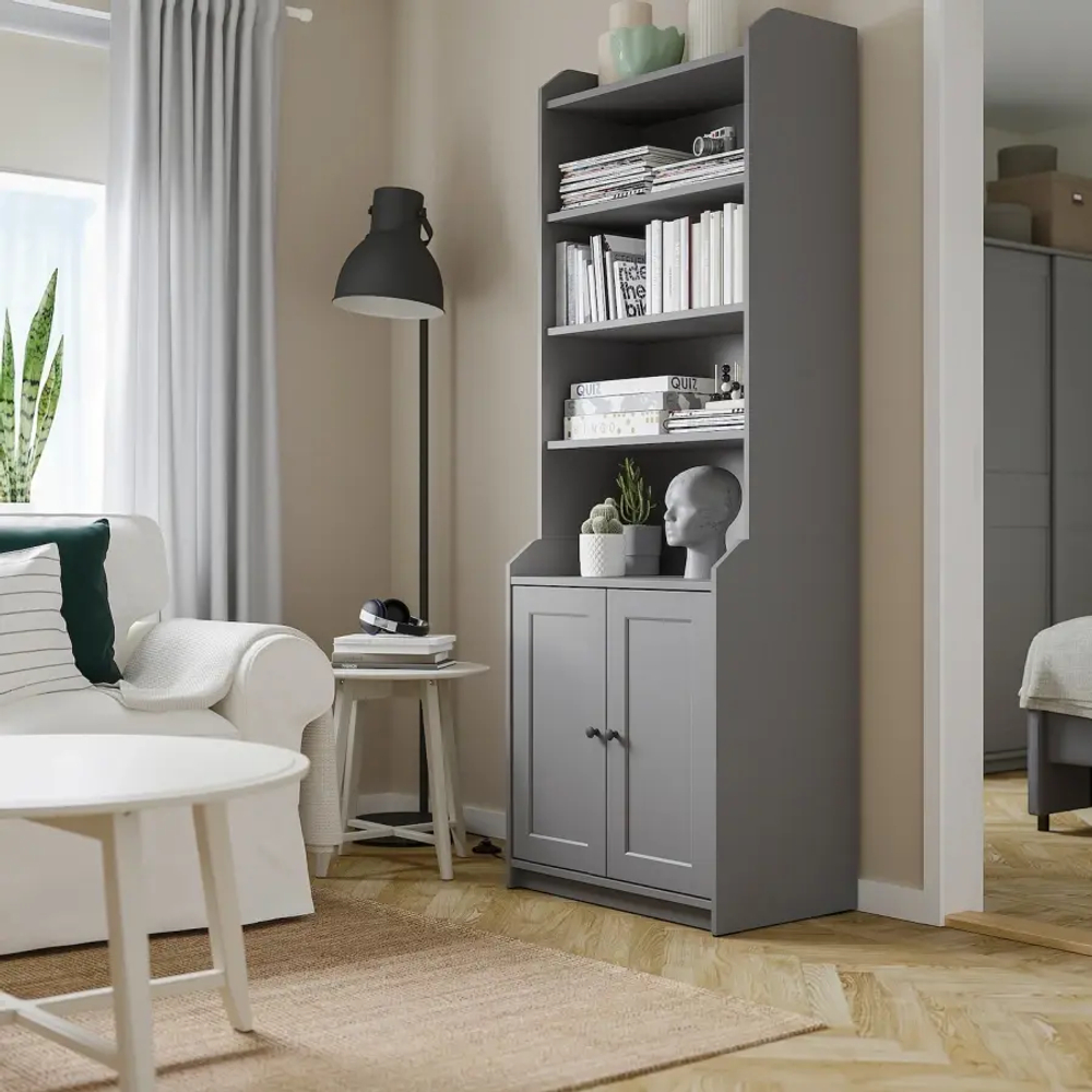 Открытый шкаф - HAUGA IKEA/ХАУГА ИКЕА, 46х70х199 см, серый