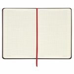 Блокнот в клетку с резинкой А5 (148x218 мм), 80 л., под кожу черный BRAUBERG "Office", 111027