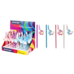 Ручка гелевая Alingar "Единорожка на самолете", 0,5 мм, синяя, игольчатый наконечник, круглый цветной пластиковый корпус, карт. уп.