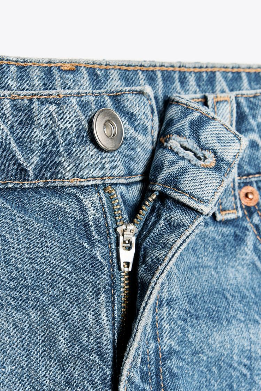 ZARA ДЖИНСЫ TRF BAGGY BALLOON СО СРЕДНЕЙ ПОСАДКОЙ, СЕРО-СИНИЙ