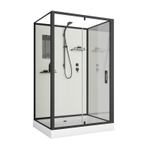 Душевая кабина Niagara Standart ST120/90/15Q/BL/BK (120х90х200) прямоугольник,поддон 15см,распашная,проф.черный,без крыши,3 места