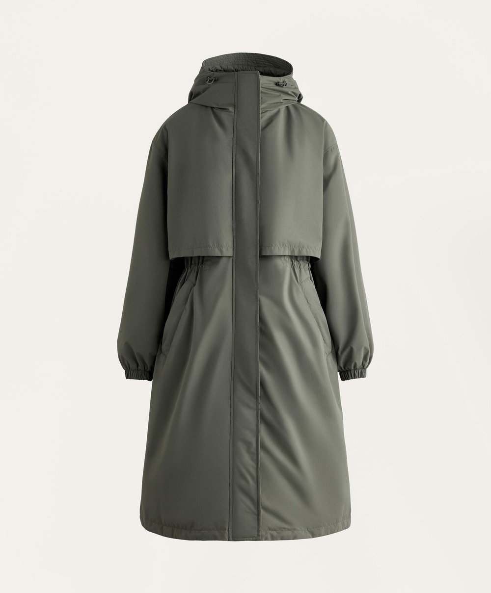 Oysho Водонепроницаемый длинный плащ с подкладкой FELLEX® AEROGEL 10K, темный хаки