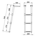 Трап телескопический складной узкий, 3 белых ступени (ширина 253 мм.) (10269480)
