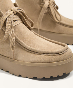 OYSHO Ботинки из натуральной кожи, песочный