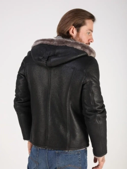 Дубленка зимняя куртка натуральная с капюшоном косуха