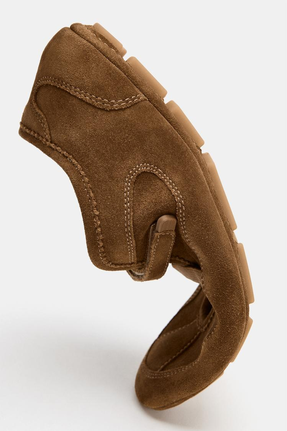 ZARA СПОРТИВНЫЕ БАЛЕТКИ ИЗ ЗАМШИ, КОРИЧНЕВЫЙ