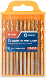 Сверло по металлу Cutop Profi с титановым покрытием, 3,6х70 мм (10 шт) 52-438