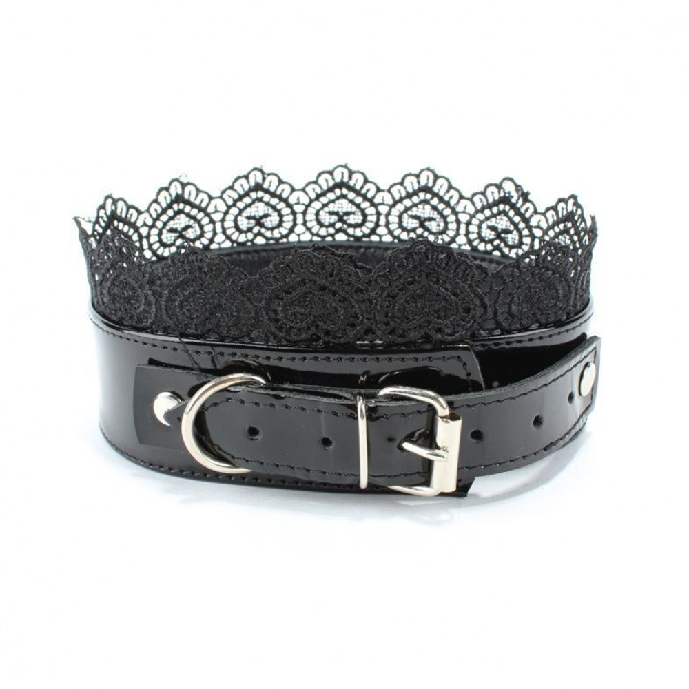 Изящный чёрный ошейник с кружевом (Цвет: черный)
