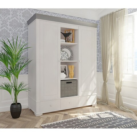 Шкаф с 2-мя глухими дверями и полками «Бейли» белый воск/антрацит