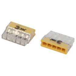 Клемма ЭРА NO-225-435 быстрозажимная 2273-205 компактная 5-проводная 0.2-2.5 мм2 упаковка 2 шт