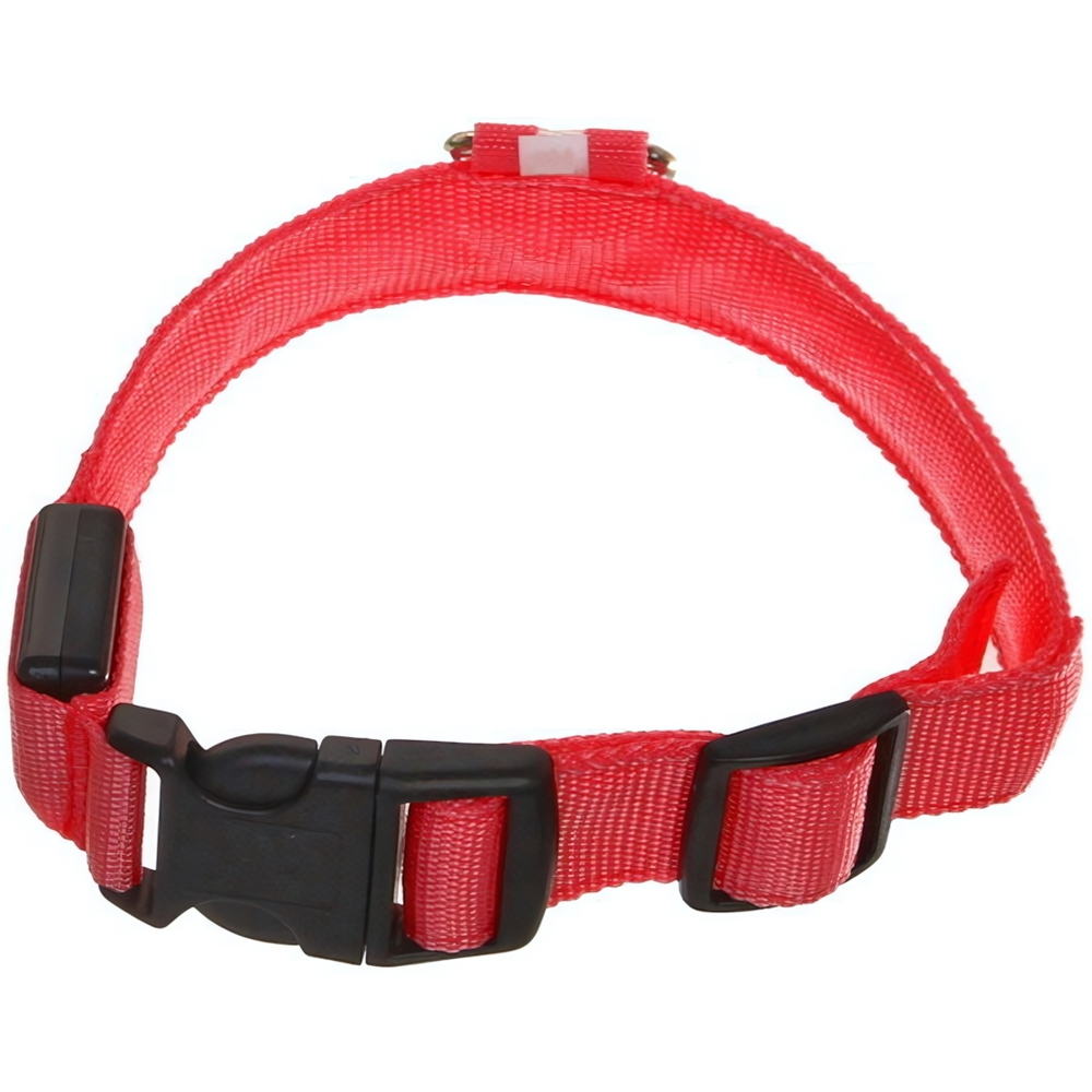 Ошейник с подсветкой и кольцом для жетона для средних пород собак «Бро видно», цвет красный, размер M - 2,5*50см (лейбл)✦