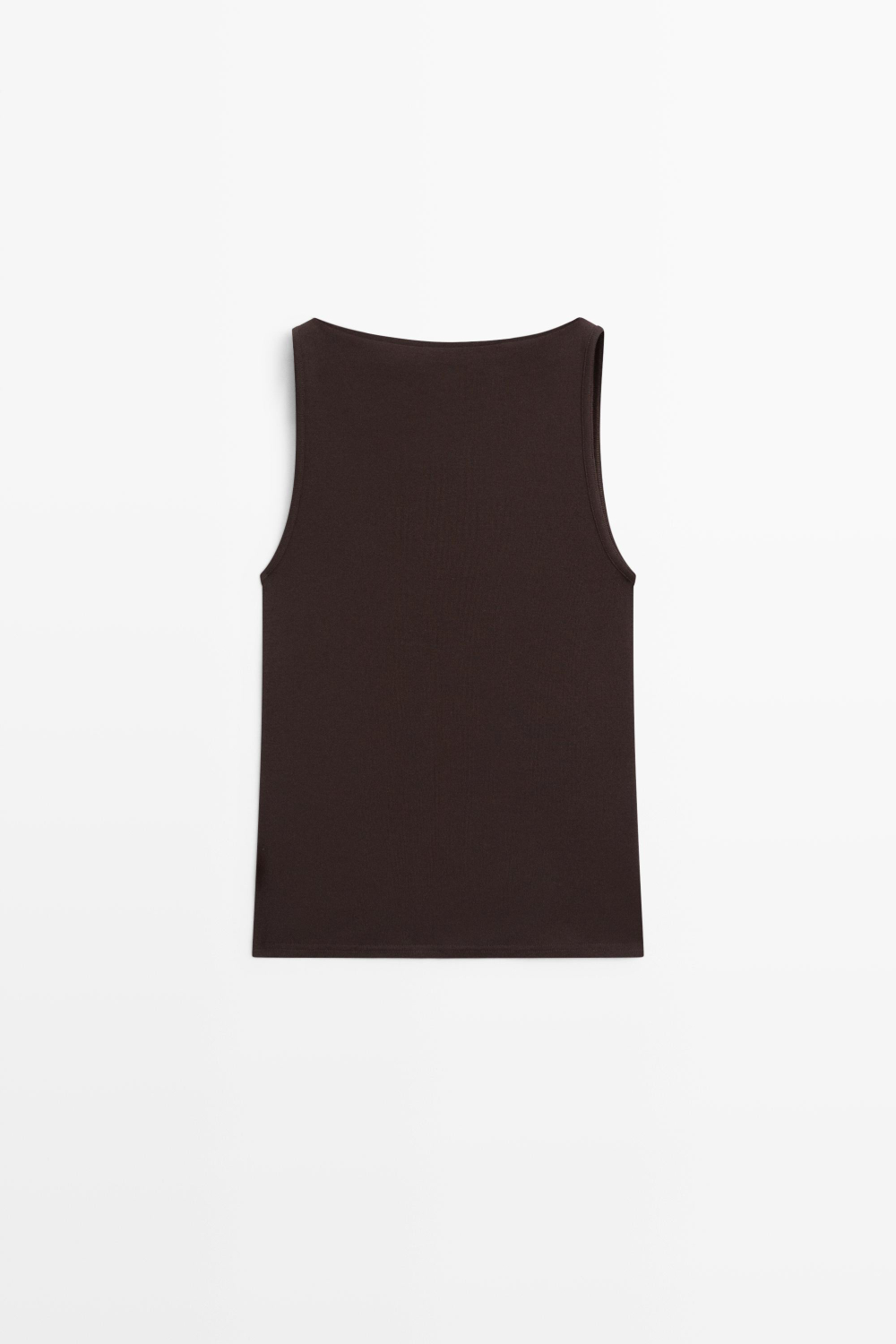 Massimo Dutti Хлопковая футболка с квадратным вырезом, коричневый