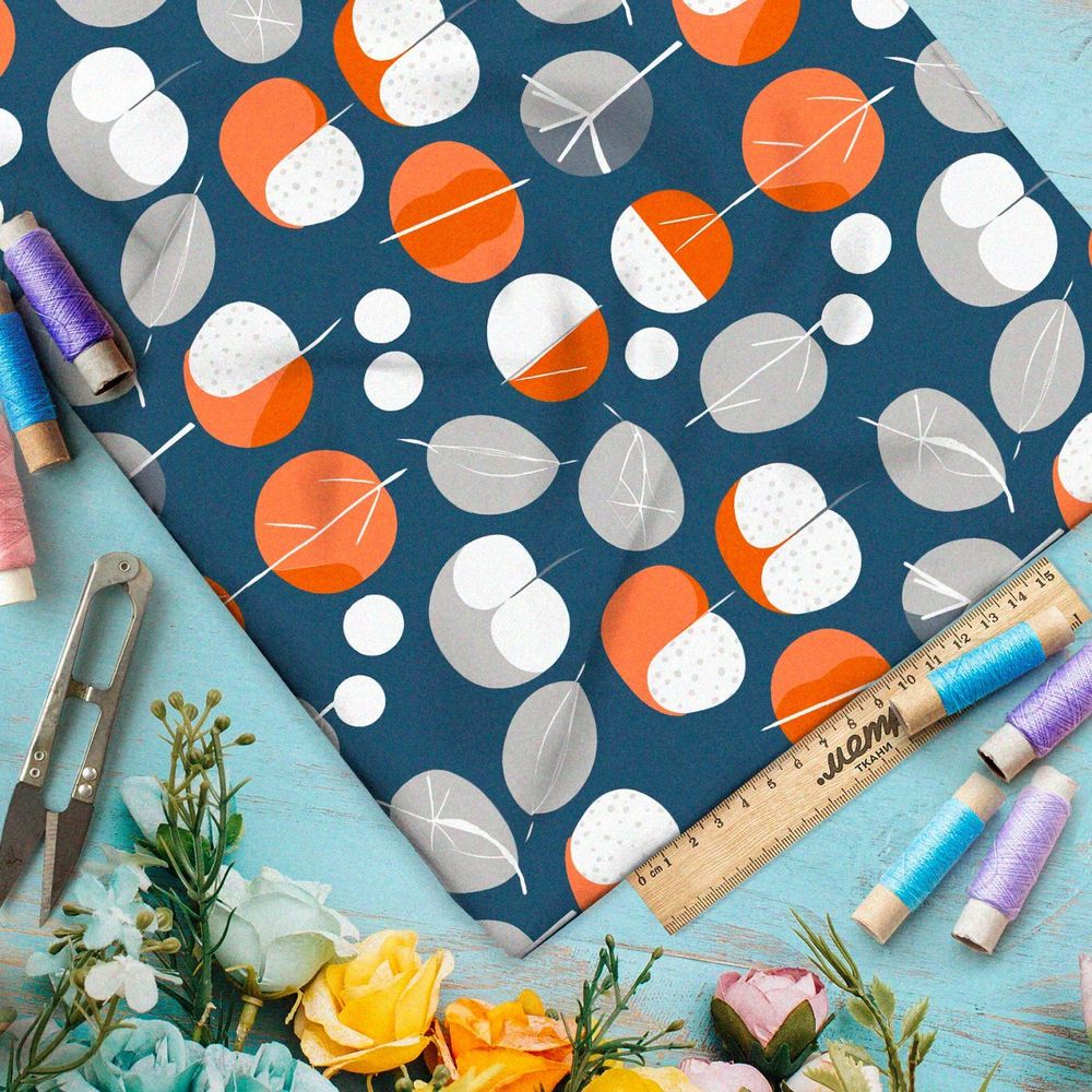 Ткань премиум дюспо схематичные фрукты