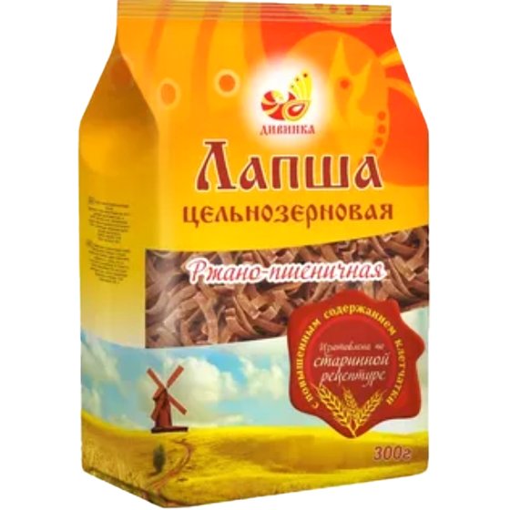 Макаронные изделия ц/з ржано-пшеничная Лапша Дивинка 300г