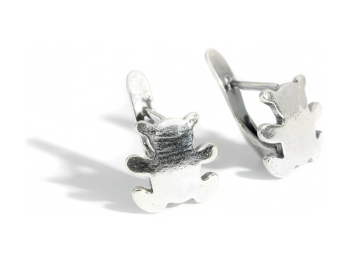 "Миша" серьги в серебряном покрытии из коллекции "Игрушки" от Jenavi  с английским замком