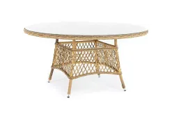 "Эспрессо" плетеный круглый стол, диаметр 150 см, цвет соломенный