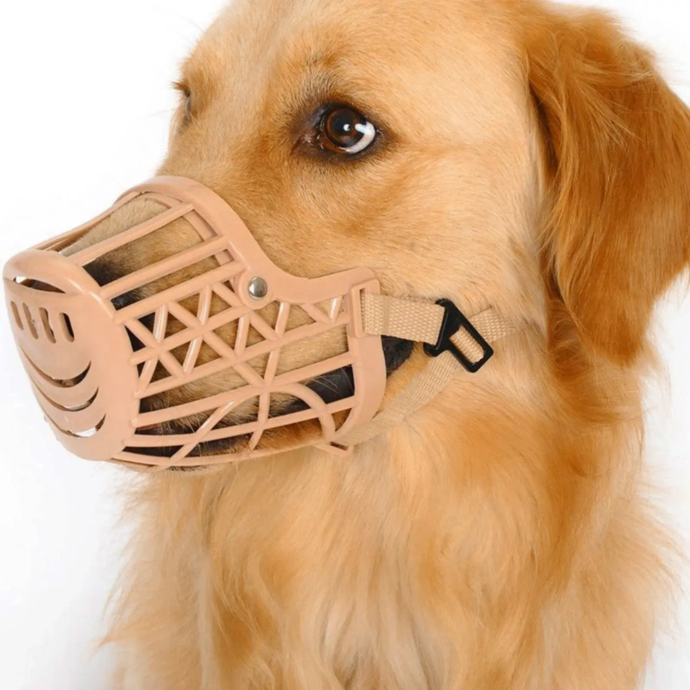 Намордник гуманный из гибкого пластика «Мой Бро», цвет светло - бежевый, №2 (лейбл)