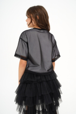 Футболка с сеткой укороченная, белая