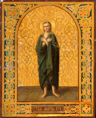 Мария Египетская святая преподобная. Деревянная икона на левкасе