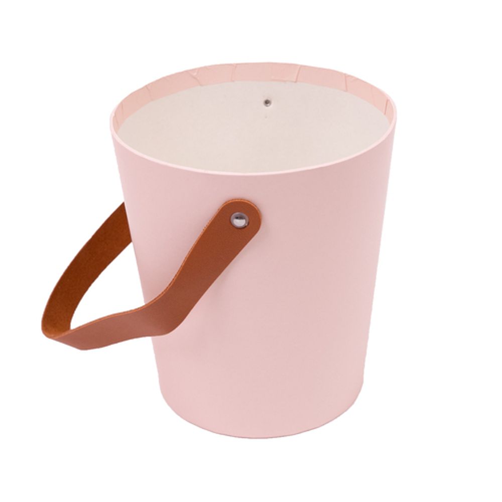 Коробка КОНУС с кожаной ручкой 15*17 ПУДРА