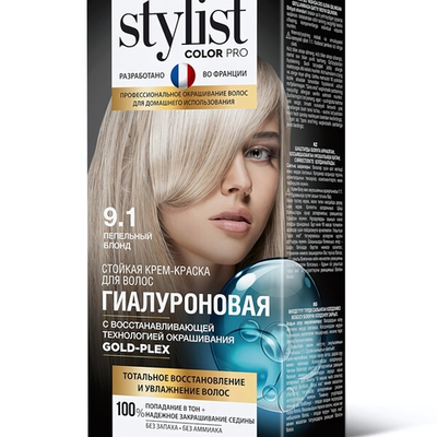 Крем-краска для волос STYLIST COLOR PRO Гиалуроновая 9.1 Пепельный блонд