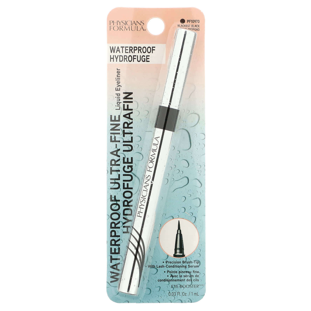 Physicians Formula, Eye Booster, водостойкая ультратонкая жидкая подводка для глаз, PF10970 Blackest Black, 1 мл (0,03 жидк. унц.)