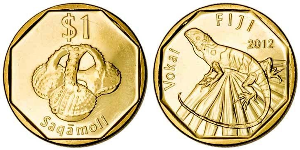 Фиджи 1 доллар, 2012 - 2017 Ящерица XF