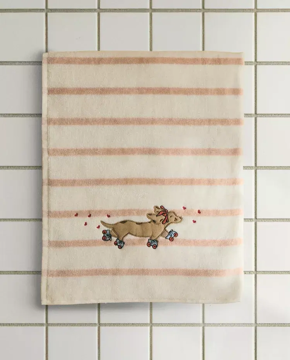 ZARA HOME ДЕТСКОЕ ПОЛОТЕНЦЕ С ВЫШИВКОЙ, РОЗОВЫЙ