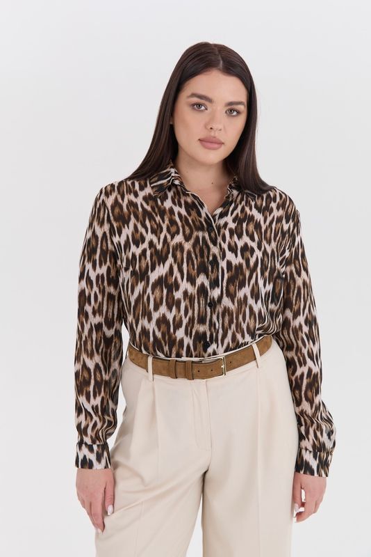 Блузка из шифона, леопардовый принт