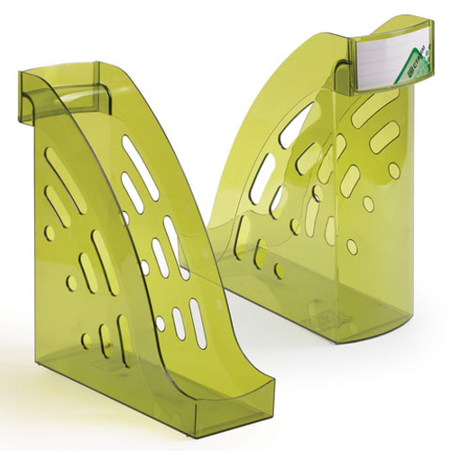 Лоток для бумаг вертикальный СТАММ "Торнадо", тонированный, цвет лайм