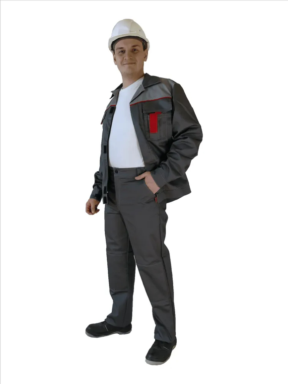 Костюм мужской летний «КИРЖАЧ» (куртка+брюки) цв.темно-серый/светло-серый