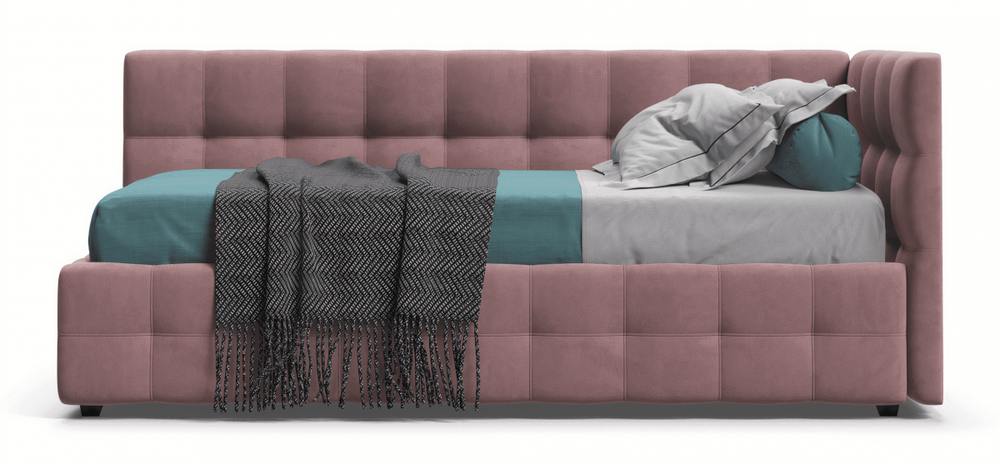 Босс Мини Кровать+ПМ 90*200 Велюр Монолит розовый