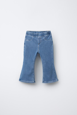 ZARA ЛЕГИНСЫ FLARE С ЭФФЕКТОМ ДЕНИМА, ВЫЦВЕТШИЙ СИНИЙ