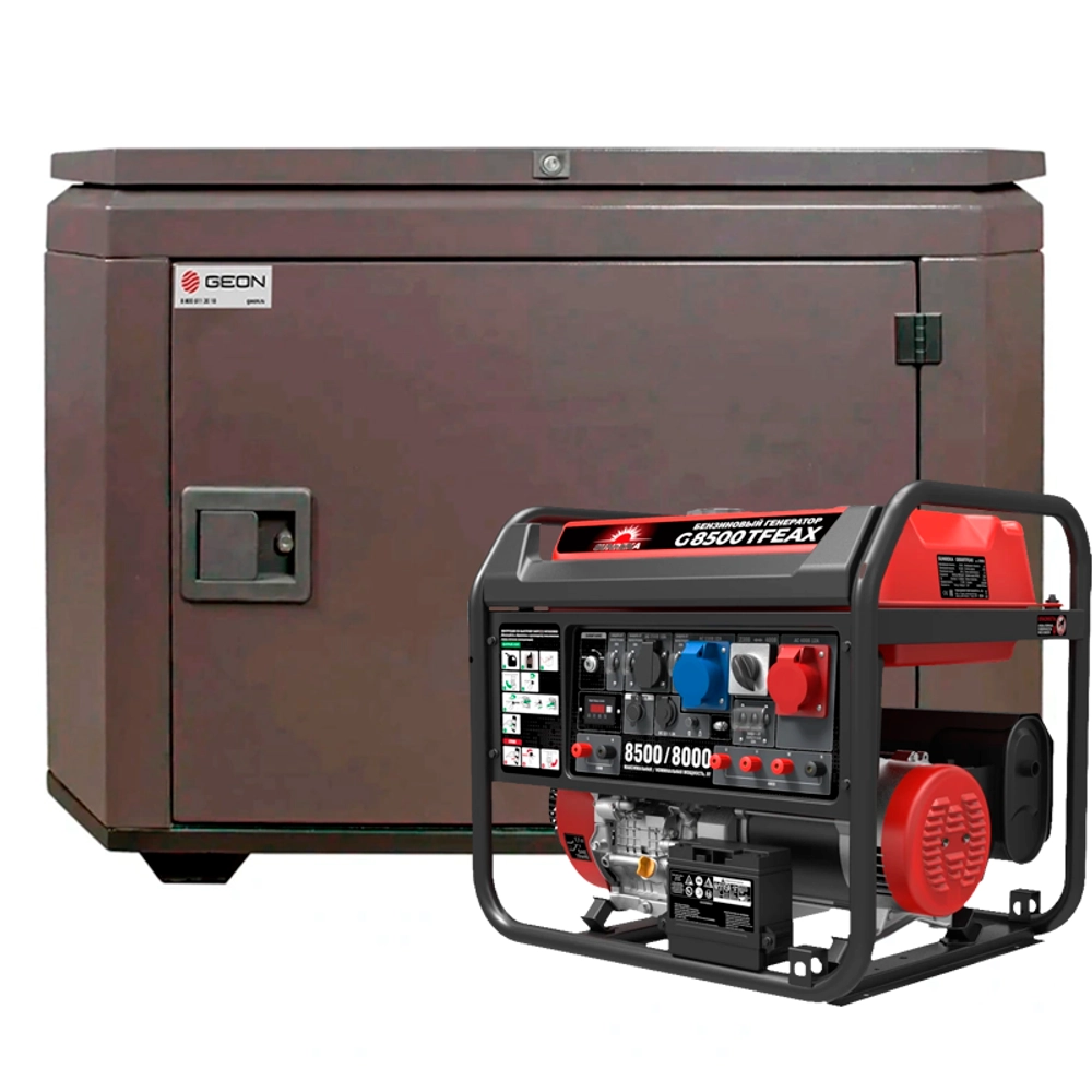 Генератор бензиновый SUNREKA G8500TFEAX с кожухом Geon 1200 RAL 8019